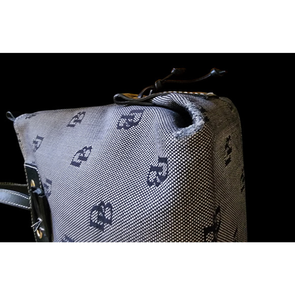 Vintage Dooney & Bourke Signature Satchel Bag Purse Black & Gray - Picture 9 of 11